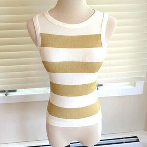 Roselyn Sanchez seamless tank top Size XS Cream And Gold Stripes
